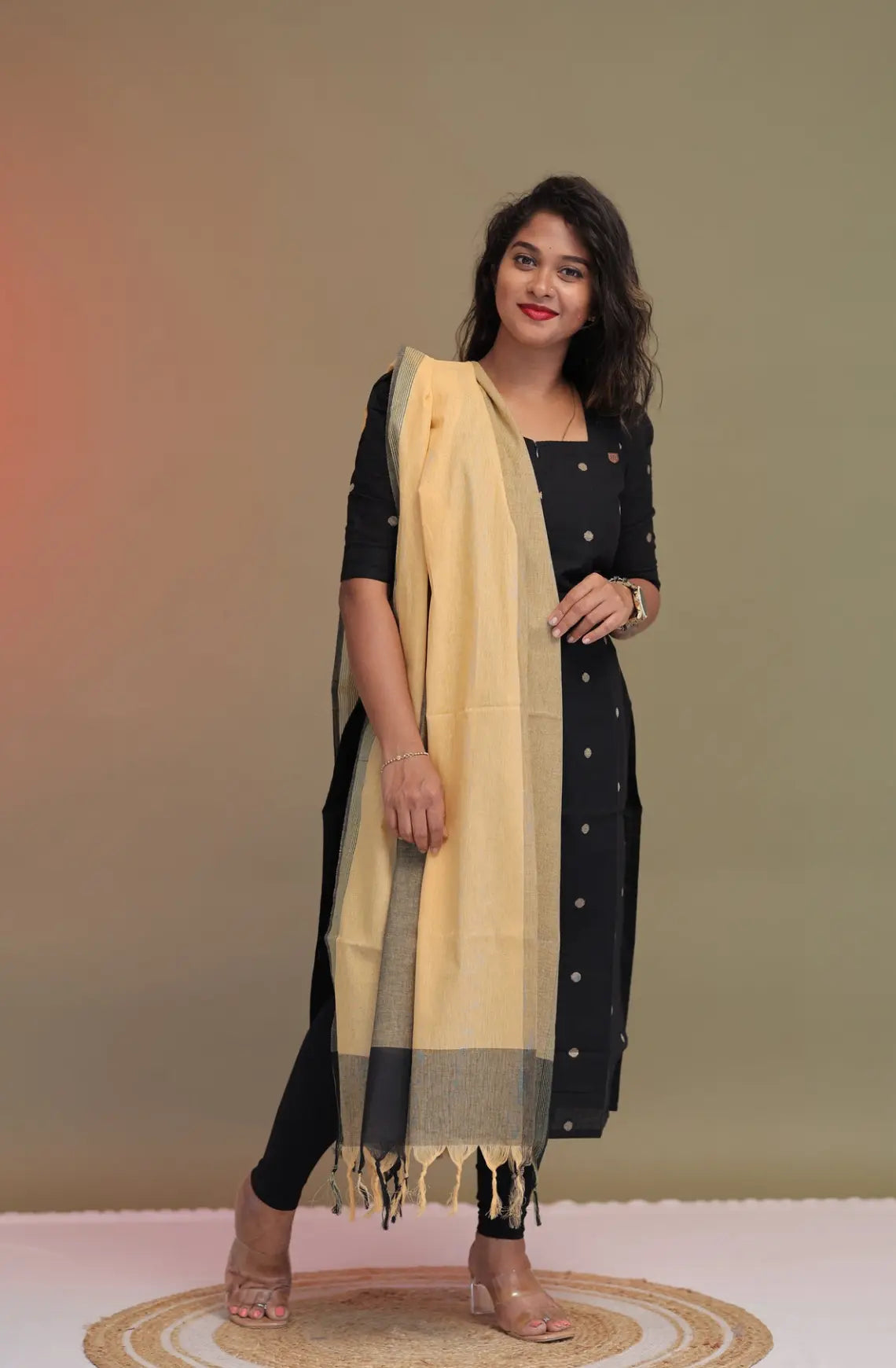 2 Pcs Handloom Suit Set - Black