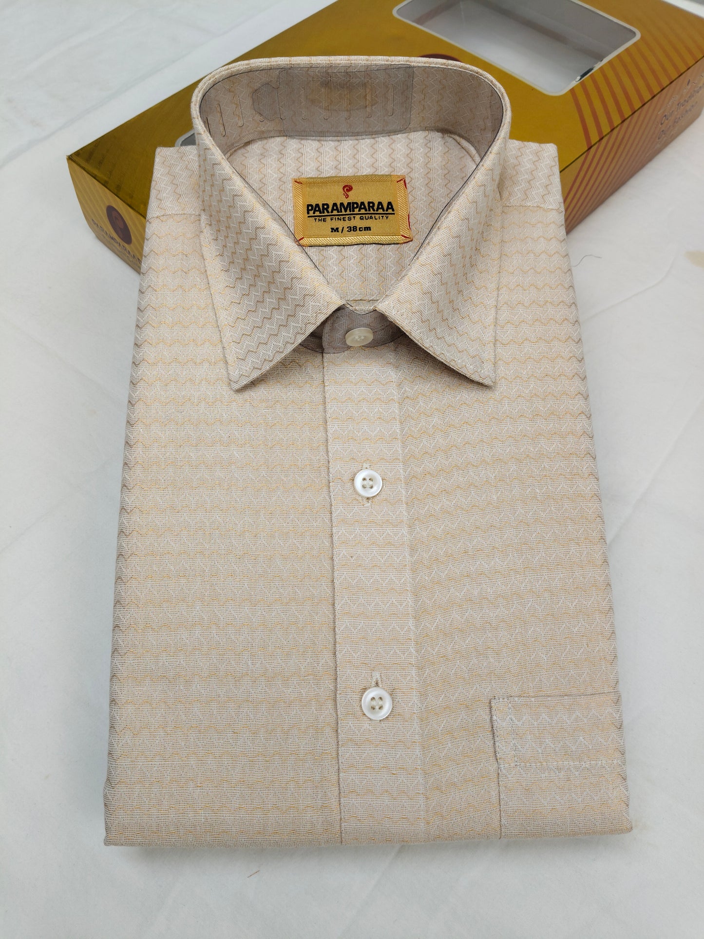Tissue Emboss Shirt and Dhoti gold Wave