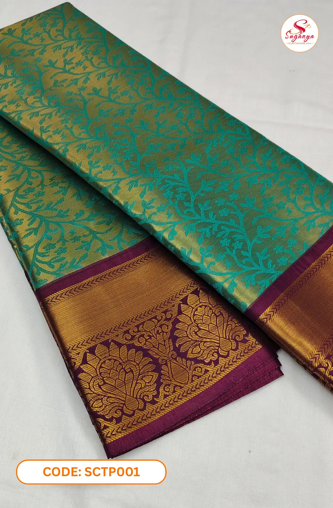 Poompava – Tissue Bridal Saree R Blue