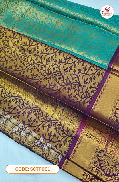 Poompava – Tissue Bridal Saree R Blue