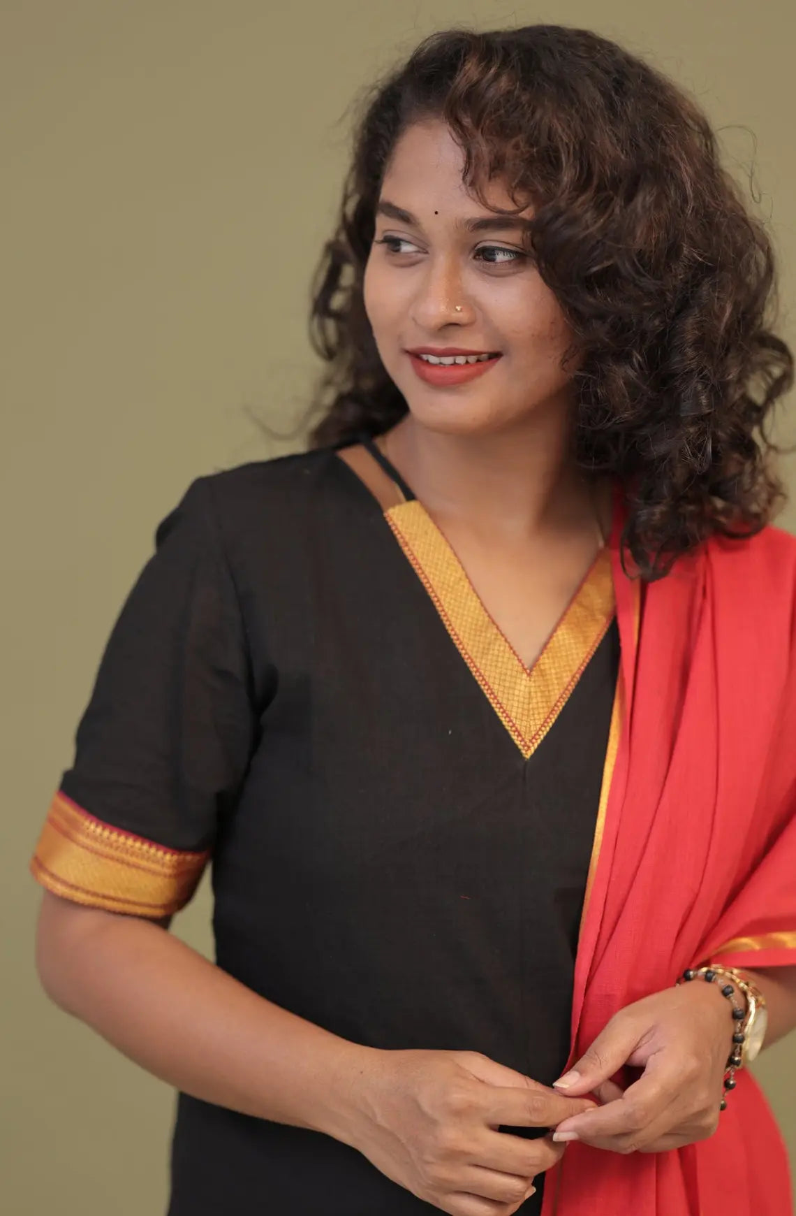 DHANALAKSHMI -BLACK KURTA SET