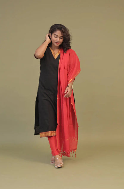 DHANALAKSHMI -BLACK KURTA SET