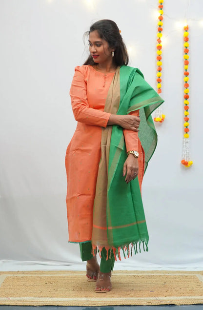 Harsha-Orange Handloom Set