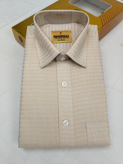 Tissue Emboss Shirt and Dhoti gold Wave