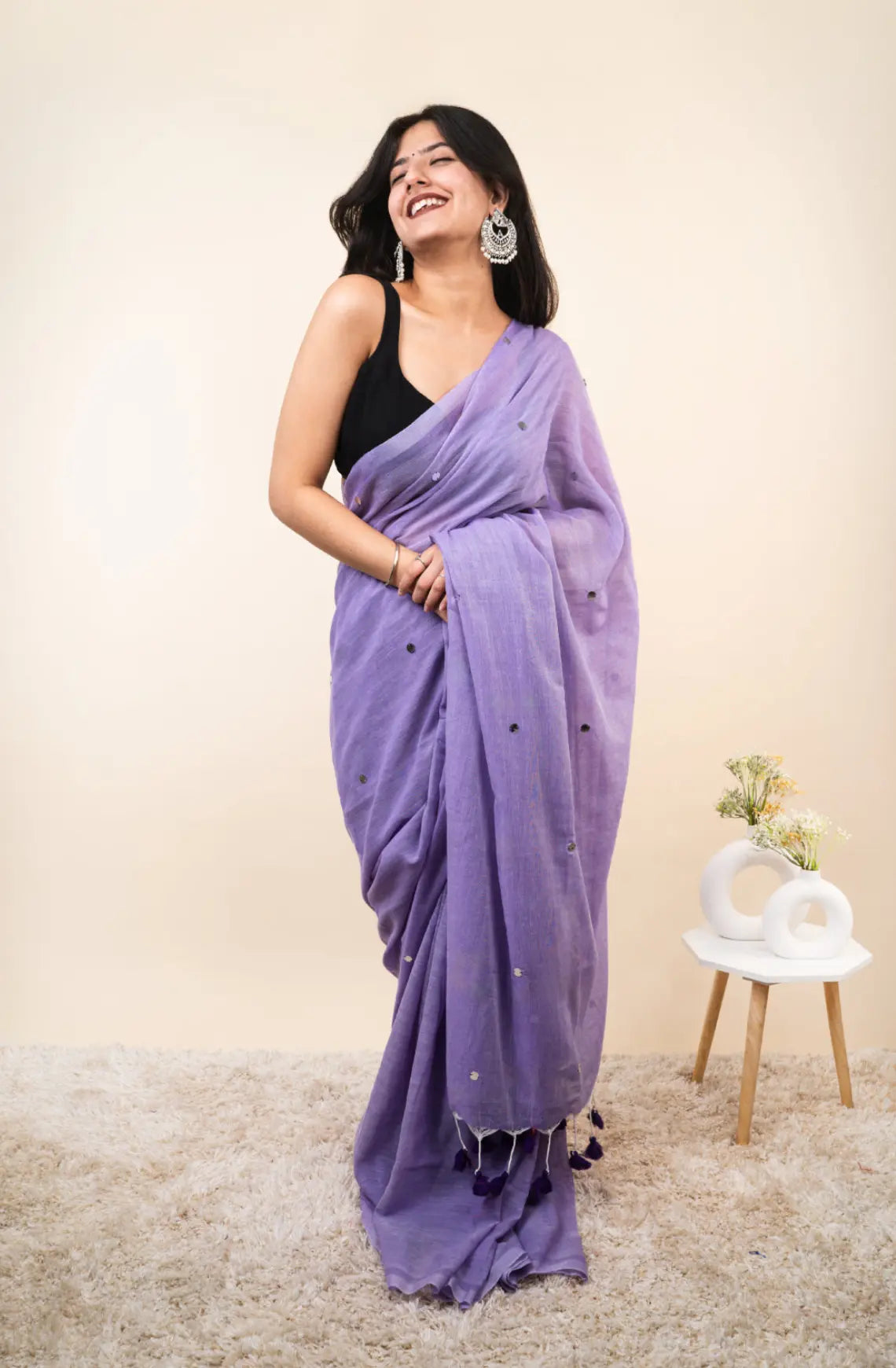 Lavender Cotton Saree