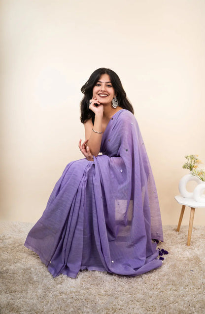 Lavender Cotton Saree