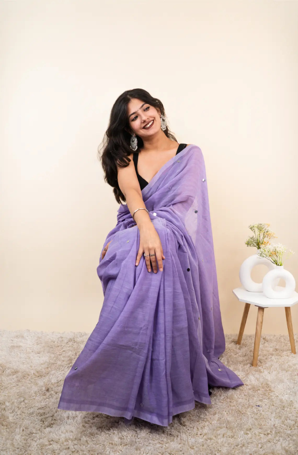 Lavender Cotton Saree