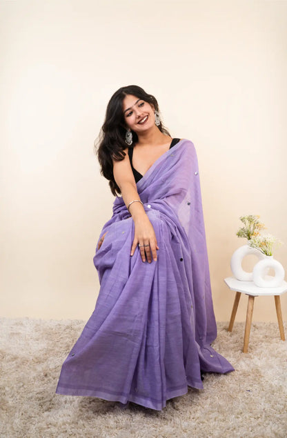 Lavender Cotton Saree