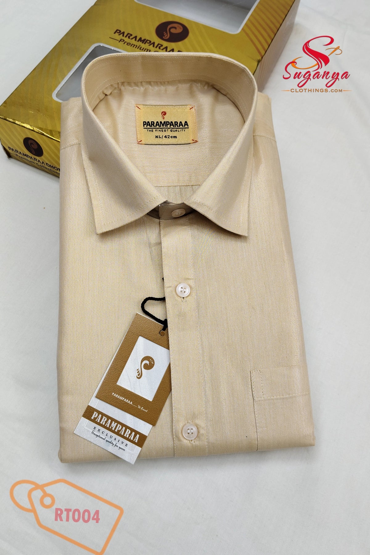 Royal Tissue Shirt & Dhoti Set – Gold