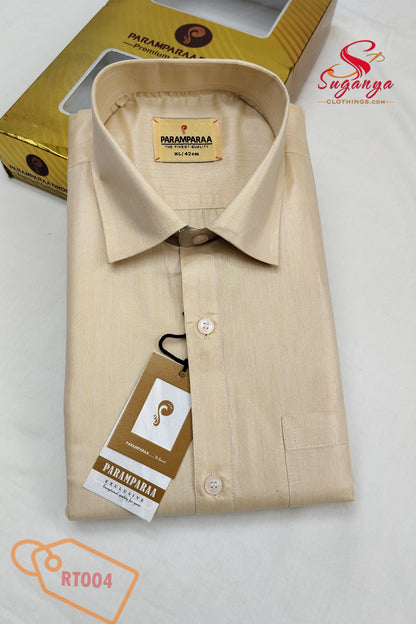 Royal Tissue Shirt & Dhoti Set – Gold