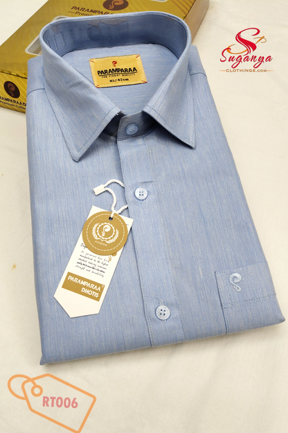 Royal Tissue Shirt & Dhoti Set – Ice Blue