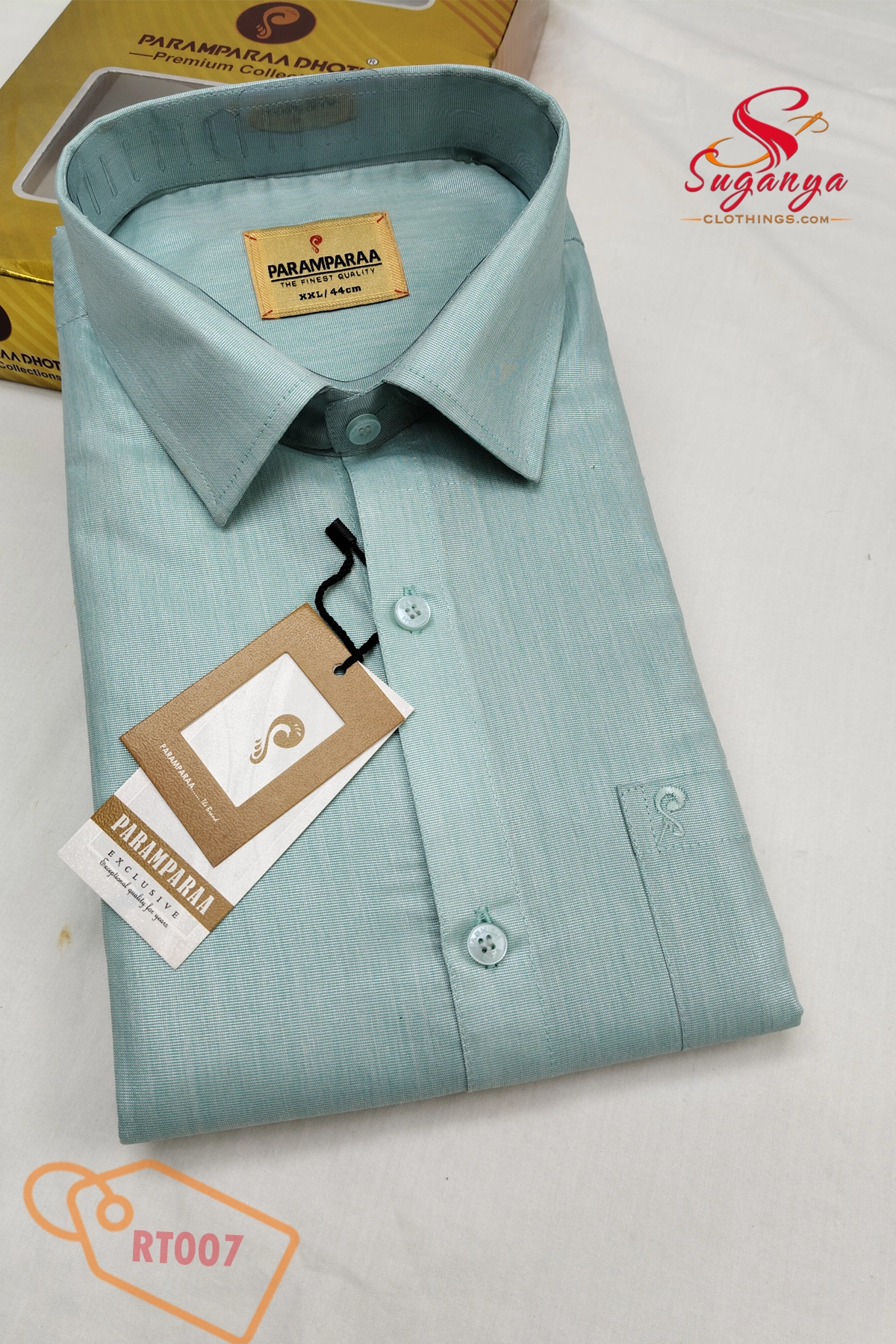 Royal Tissue Shirt & Dhoti Set – Mint leaf