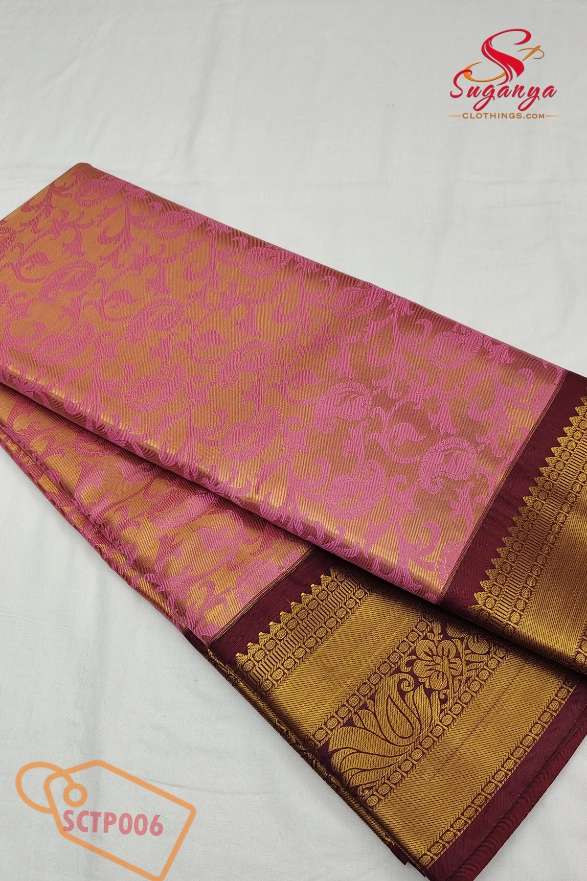 Poompavai – Tissue Bridal Saree Pink