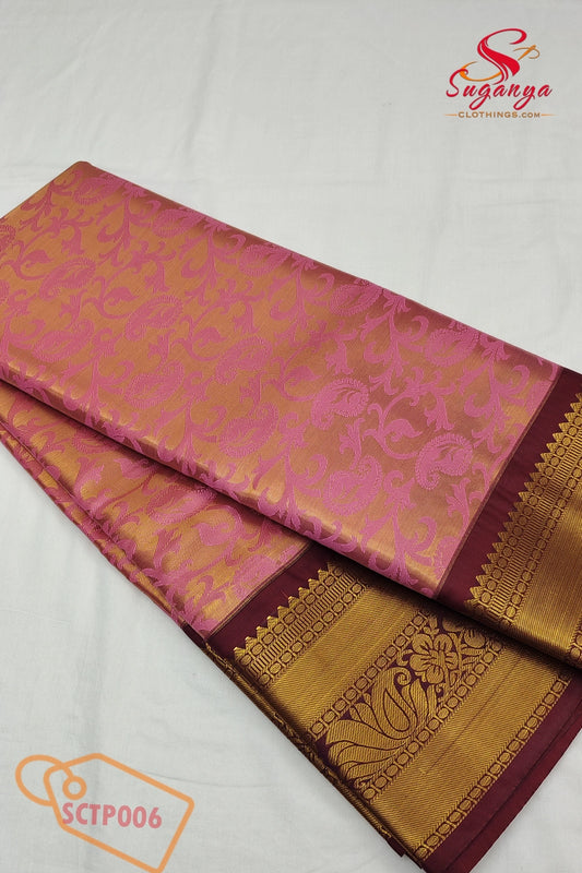 Poompavai – Tissue Bridal Saree Pink