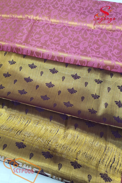 Poompavai – Tissue Bridal Saree Pink