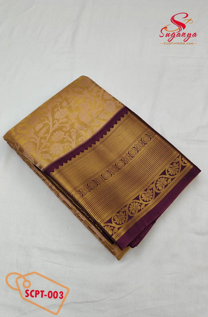 Poompavai – Tissue Bridal Saree Gold