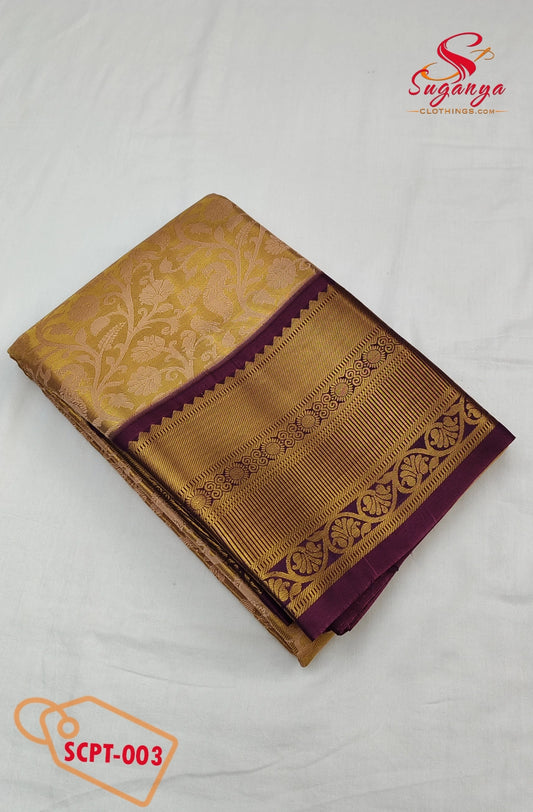 Poompavai – Tissue Bridal Saree Gold