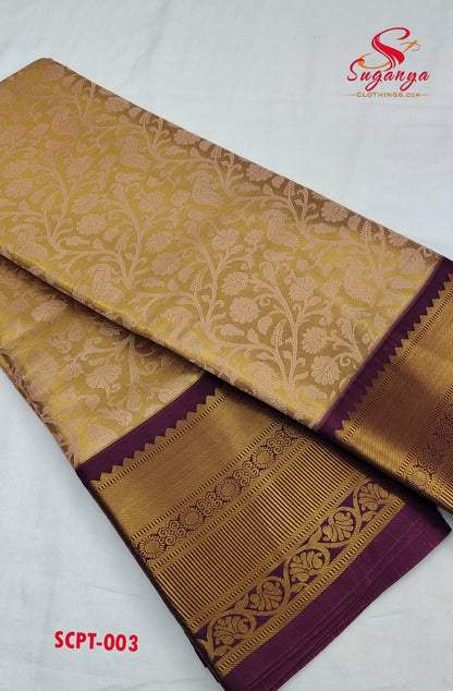 Poompavai – Tissue Bridal Saree Gold