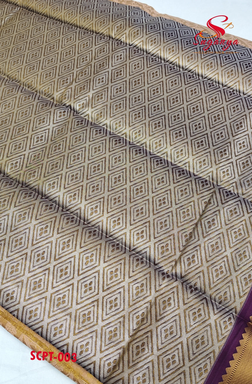 Poompavai – Tissue Bridal Saree Gold