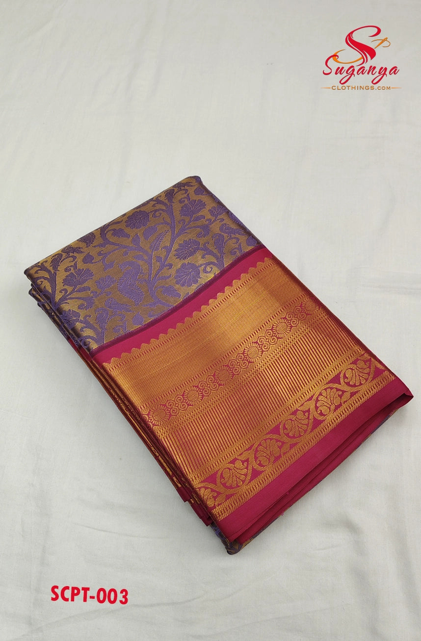 Poompavai – Tissue Bridal Saree Ultra Violet