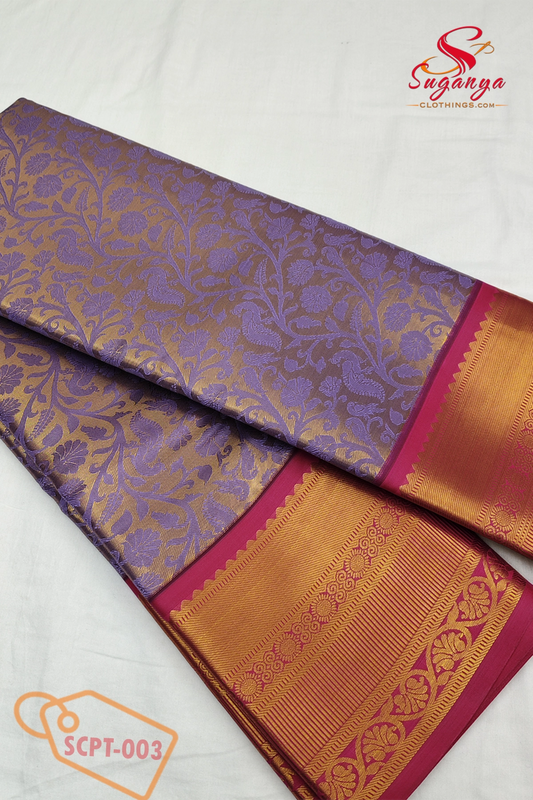 Poompavai – Tissue Bridal Saree Ultra Violet