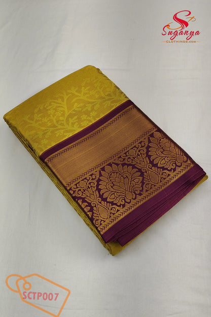 Poompavai – Tissue Bridal Saree Yellow