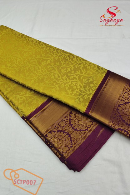 Poompavai – Tissue Bridal Saree Yellow