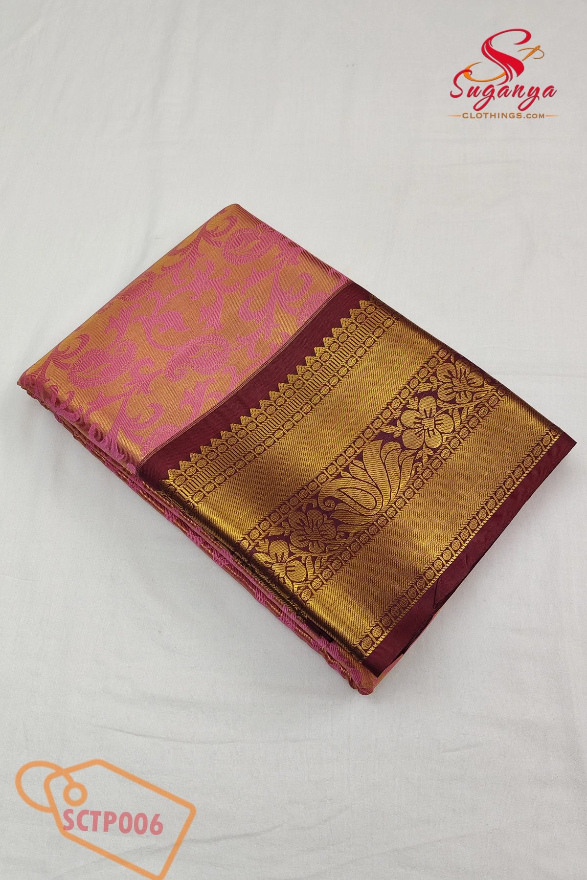 Poompavai – Tissue Bridal Saree Pink