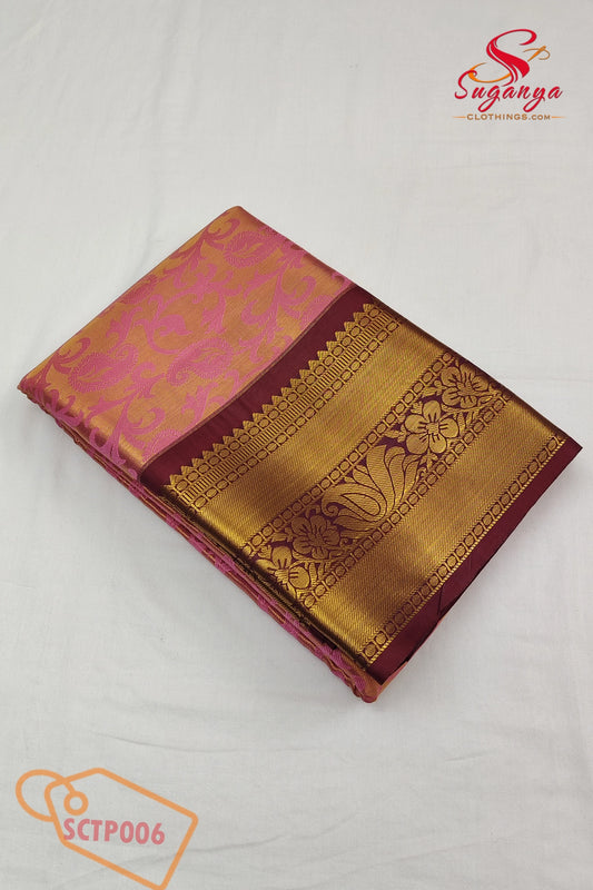 Poompavai – Tissue Bridal Saree Pink